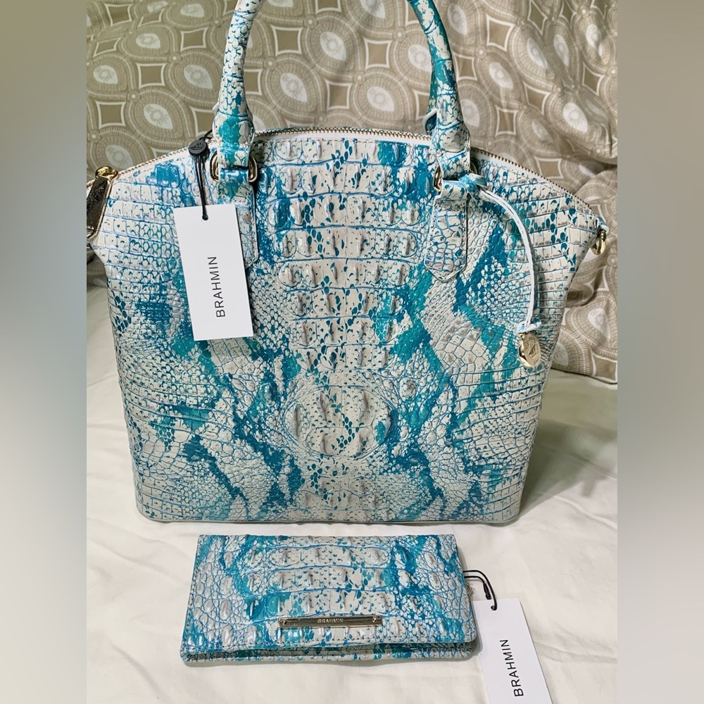 Brahmin Large Duxbury Satchel in Mesmerized and Ady Wallet NWT